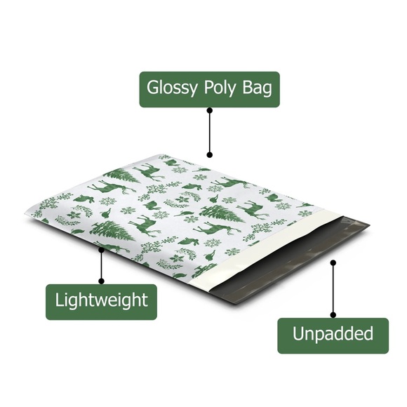 12"x15" Winter Deer Designer Poly Mailers Shipping Envelopes Premium Bags - Picture 3 of 6